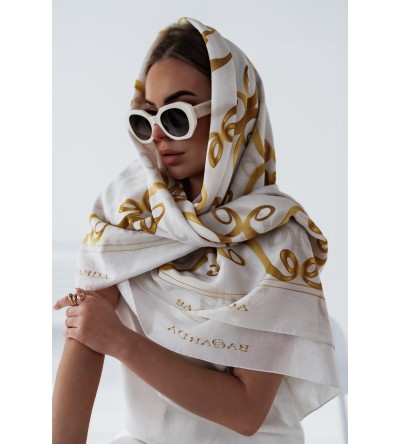 Écharpe «Baccarda» blanche et dorée