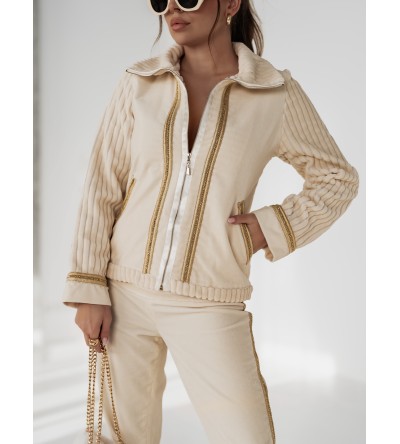 Sweat-shirt en velours pour femme avec des bandes dorées