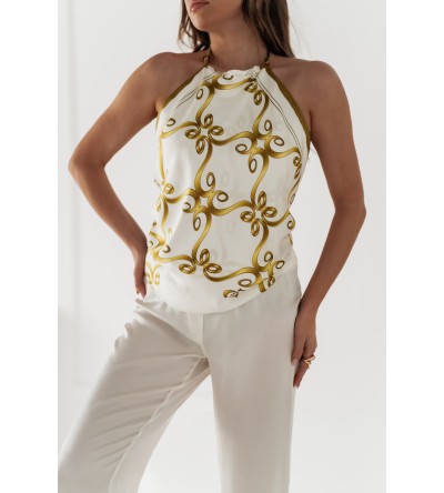 Blusa de seda de verano con espalda descubierta