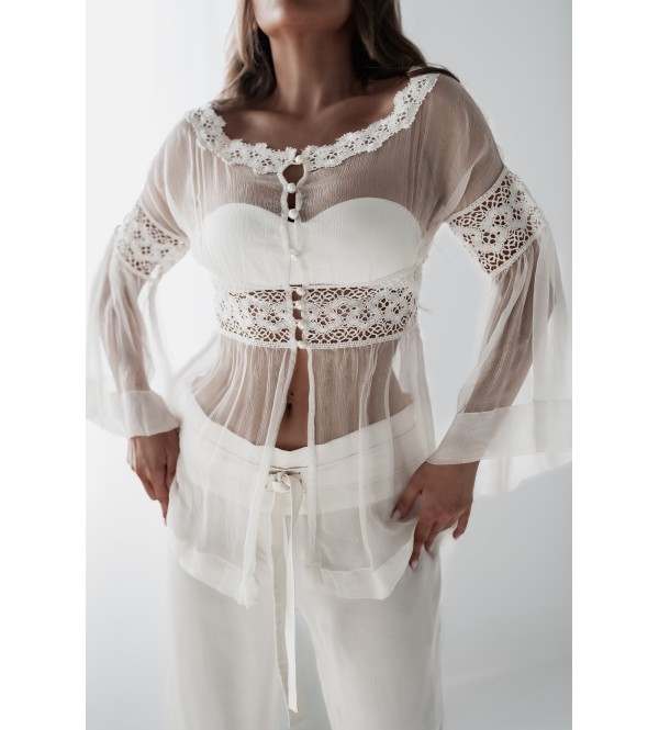 Tunica bianca con pizzo Baccarda