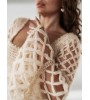 Tunique couleur crème avec une ceinture, en laine de soie