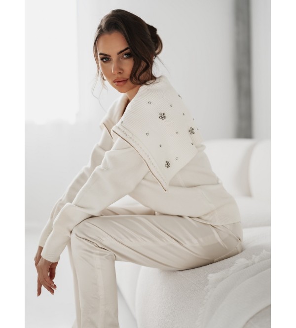 White cardigan with crystal embellishments