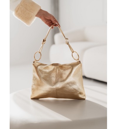 Goldene Ledertasche