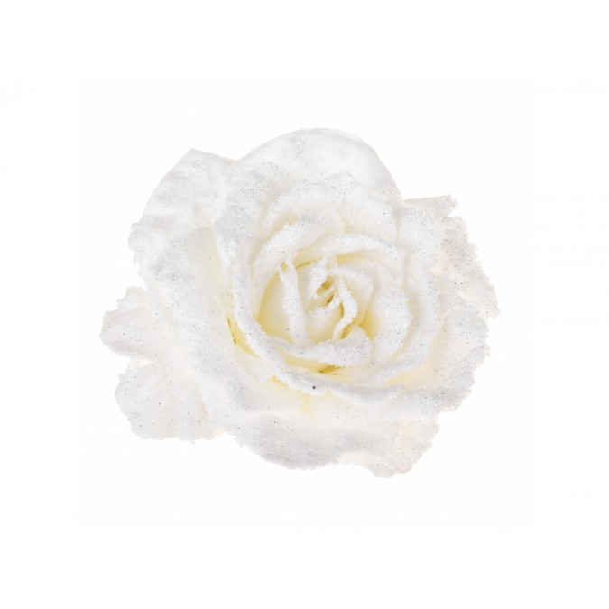 Роза с зажимом White Snow