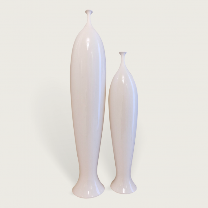 2 White Modern Vases