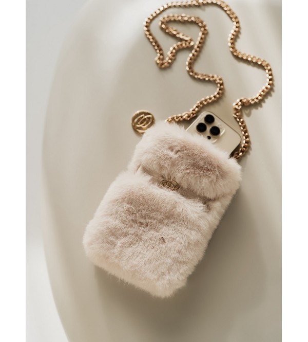 Mini fur handbag for mobile phone