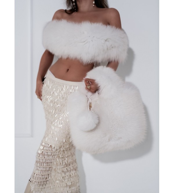 Bolso blanco de piel para mujer