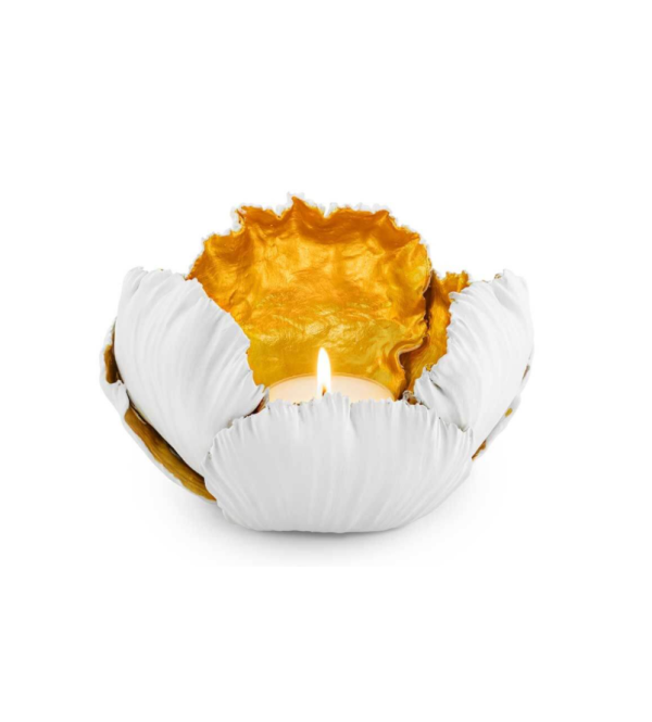 Large modern white and gold candle holder