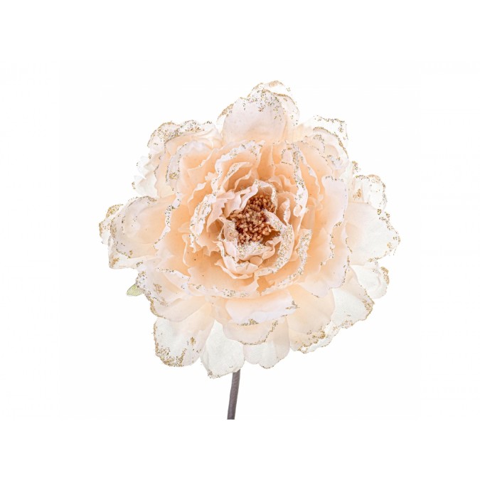 Pivoine Beige 14 cm - Décoration de Noël