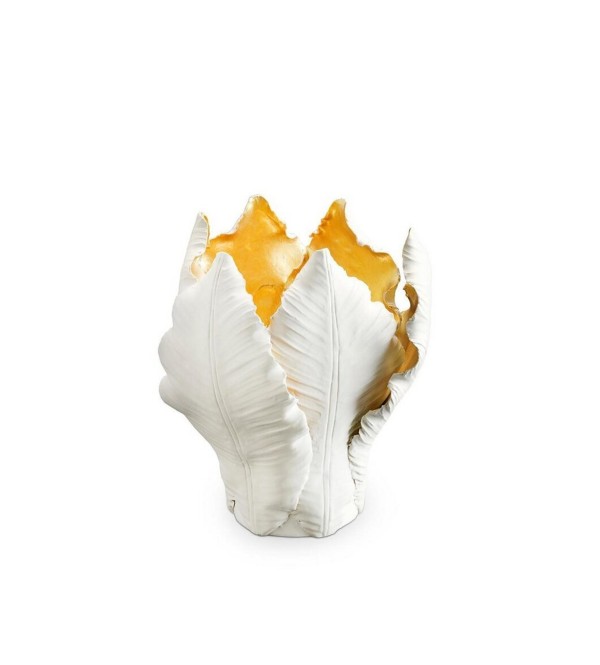 Small, white and gold Tulip candle holder